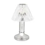 image of Sterno 80476 Paige Lamp, 9-15/16" H x 4-3/8" Dia, Chrome Base, Adeline Shade, Candle - 6/Case
