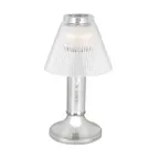 image of Sterno 80478 Paige Lamp, 9-15/16" H x 4-3/8" Dia., Chrome Base, Globe Shade, Candle, 6/Case