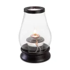 image of Sterno 85256 Industrial Chic Round Wood Candle Lamp Base, Dark Brown, 1.31" H x 4" Dia., - 6/Case