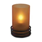 image of Sterno 85280 Globe Candle Lamp, 4" H x 2-3/8" Dia., Orange Frost Glass Cylinder - 6/Case
