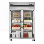 image of Koolmore KM-RIR-2D-GD-TM Glass Door Merchandiser, 49 cu ft, 54" W x 33" D, Stainless Steel