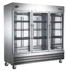 image of SABA S-72RG Merchandiser Refrigerator – 3‑Section, 72 cu ft, Stainless Steel, 3/4 HP, LED, 5" Casters
