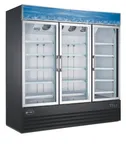image of SABA SM-72R - 78" Wide Glass Door Merchandiser Refrigerator, 63 cu ft, Black Coated Steel, LED Lighting