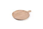 image of Wood&Food 5315015 Round Wooden Serving Board with Handle, 13" x 10" Acacia Wood Plank
