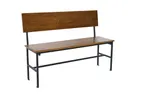 image of BFM Seating JS337ASH-AASB - 2‑Seat Bolt‑Down Bench, Wood Seat & Back, Ash Finish, Steel Frame, Powder‑Coat