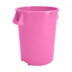 image of Carlisle 84103226 Bronco™ 32‑Gallon Round Trash Bin, 28" H x 21.4" Dia., Bright Pink Polyethylene, NSF Certified, Stackable, Ergonomic Handles, Integrated Bag Cinches - 1/Each