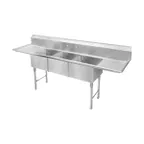 image of GSW USA SHH18243D Three Compartment Sink, 90-3/8"W X 30"D X 45"H