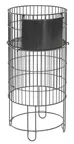 image of Hubert 35616 Round Dump Bin, 15" Dia x 32" H, Adjustable Bottom Shelf, Collapsible Black Wire