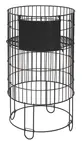 image of Hubert 44291 Round Dump Bin, 18" Dia x 32" H, Adjustable Bottom Shelf, Collapsible Black Wire