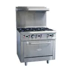 image of Serv-Ware SGR-6B 36" Gas Restaurant Range w/ (6) Open Burners, (1) Standard Oven, 211.000 BTU
