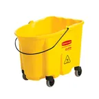 image of Rubbermaid 2064914 WaveBrake Bucket, 35 Qt Yellow Mop Bucket with Caster Kit, Stackable Plastic
