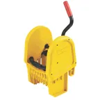 image of Rubbermaid 2064959 Mop Bucket with WaveBrake Wringer, 16-32 oz Capacity, Down-Press, Yellow Plastic