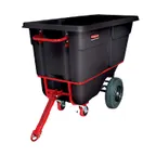 image of Rubbermaid FG131641BLA Towable Tilt Truck, 1 cu yd, 2100 lb Capacity, Black, 33x72x44 in, 16" Tires