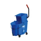 image of Rubbermaid FG758888BLUE WaveBrake Mopping Combo, 35 Qt Blue Bucket with Side‑Press Wringer, Plastic USA