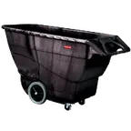 image of Rubbermaid FG9T1600BLA Structural Foam Tilt Truck, 2100 lb Capacity, 1 cu yd, 70-3/4" L x 33-1/2" W x 42-1/4" H, Black Seamless Body with Reinforced Lip, Leak-Proof, Made in USA