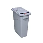 image of Rubbermaid FG9W2500LGRAY Slim Jim Container, 15.9-Gallon Plastic Gray, Top Lid, 23.1"x11"x24.9"