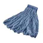 image of Rubbermaid FGE23800BL00 Wet Mop Head, 24 oz Blue Cotton/Synthetic Blend, Loop‑End, Headband