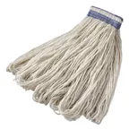 image of Rubbermaid FGE43800WH00 Wet Mop Head - 24 oz White Rayon Mop, Headband, Chemical Use, Made in USA