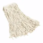 image of Rubbermaid FGV11700WH00 Wet Mop Head – 20 oz #20 Cotton Yarn, 1" White Mop, Cut End, Made in USA