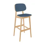image of BFM Seating ZWB22NTRCOM-COMNT Emma Barstool, Upholstered Back & Seat, Wood Frame, Natural Finish