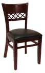 image of American Tables & Seating 561 Indoor Side Chair with Cut Out Back and Upholstered Seat, Beech Frame