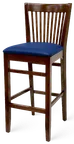 image of ATS 627-BS Bar Stool, 9-Slat Beech Wood Back, Upholstered Seat, Armless, Beech Wood Frame
