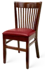 image of American Tables & Seating 627 Indoor Side Chair with 9-Slat Back and Upholstered Seat, Beech Frame