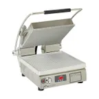 image of Star PGT14T Single Panini Sandwich Grill with Timer & Aluminum Grooved Plates, Manual Controls