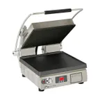 image of Star PST14ITGT Single Cast Iron Sandwich Grill with Timer, Grooved & Smooth Plates, Manual Controls
