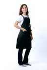image of Chef Works ABS01S-JBK-0 Unisex Cook Shirt, Jet Black, 100% Cotton Denim, 8.3 oz, Chest & Hip Pockets