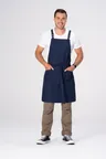 image of Chef Works ABS04-DNA-0 Bib Apron, Navy, Adjustable Strap, 2 Pockets, PolyCotton, 31"L x 32"W