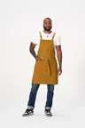 image of Chef Works ABS04-MUS-0 Bib Apron, Mustard Canvas 31"L x 32"W, Adjustable Strap, Two Hip Pockets