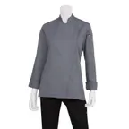 image of Chef Works BCWMC007-GRY-3XL Womens Lansing Chef Coat, 3XL, Long Sleeve, Black, Poly/Cotton