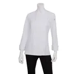 image of Chef Works BCWMC007-WHT-3XL Womens Lansing Chef Coat, 3XL, Long Sleeve, Black, Poly/Cotton