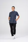 image of Chef Works CBN02W-AFB-L Women's Short Sleeve Chef Coat, Large, Air Force Blue, Poly/Cotton Blend