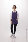 image of Chef Works F10 -PUR-0 Bib Apron, 24" x 27.5", Purple, 3 Pockets, Neck Strap, 65% Poly/35% Cotton