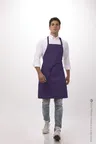 image of Chef Works F8-PUR-0 Bib Apron, 34"L x 24"W, Adjustable Neck Strap, 1 Pocket, Purple Poly/Cotton