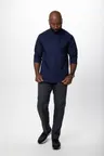 image of Chef Works JLCL-NAV-4XL Morocco Chef Coat, Men's, 4XLarge, Navy, 65% Polyester 35% Cotton