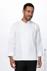 image of Chef Works REBCLZ-WHT-M Hartford Chef Coat, Medium, White, Poly/Cotton, Long Sleeve, Cool Vent Sides