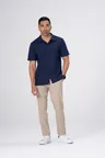 image of Chef Works SBU01-NAV-L Work Shirt, Navy Large, 65% Polyester/2% Elastane, Short Sleeve