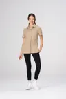 image of Chef Works SBU01W-KHA-M Snap Work Shirt, Khaki Medium, 65% Polyester/2% Elastane, Short Sleeve