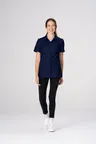 image of Chef Works SBU01W-NAV-L Navy Snap Work Shirt, L, 65% Polyester/2% Elastane, Short Sleeves