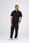 image of Chef Works SHC11-BLK-L Cody Zip Work Shirt, Black L, Poly/Cotton/Elastane, Short Sleeve, Chest Pocket