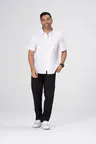 image of Chef Works SHC11-WHT-4XL Cody Zip Work Shirt, Men's, White, 4XL, Poly/Cotton, Short Sleeve