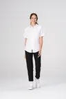 image of Chef Works SHC11W-WHT-3XL Women's Cody Zip Work Shirt, White, 3XL, 64% Poly/34% Cotton/2% Elastane