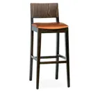 image of G & A 9640-W-PS Madison Barstool – Veneer Back, Upholstered Seat, Footrest, Beechwood Frame, Glides