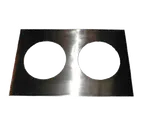 image of APW Wyott 14883 Adapter Plate - Two 8-1/2" Round Holes, Stainless Steel, Converts 12" x 20" Openings