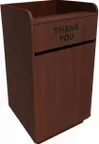 image of ATS AT&S-TR1-WAL Trash Receptacle, 35 Gal, 23"W x 23"D x 45"H, Walnut Melamine, Front Swing Door
