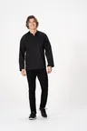 image of Chef Works BCMC010-BLK-3XL Black Chef Coat, 3XL, Poly/Cotton, Long Sleeve, Concealed Snap-Front