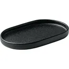 image of Playground 701201891021090 Nara Oval Black Stoneware Platter 7" x 4" - Elegant Dining Service
